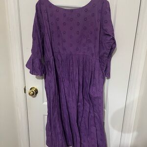 Purple Floral Midi Dress